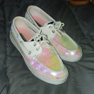 Ladies size 8 1/2 irridescent sequin Sperry topsider